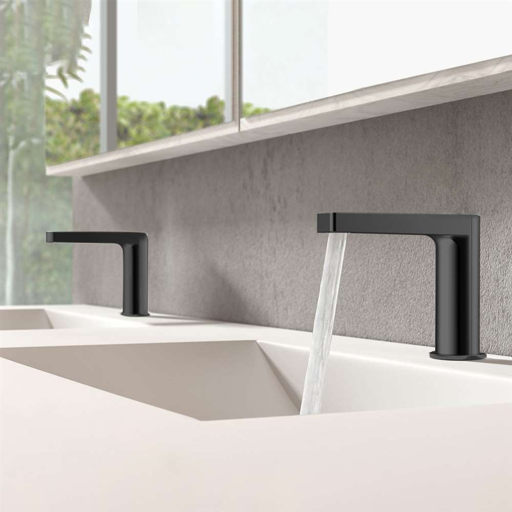 Matte black deck mount touchless faucet (hands-free sensor faucet)